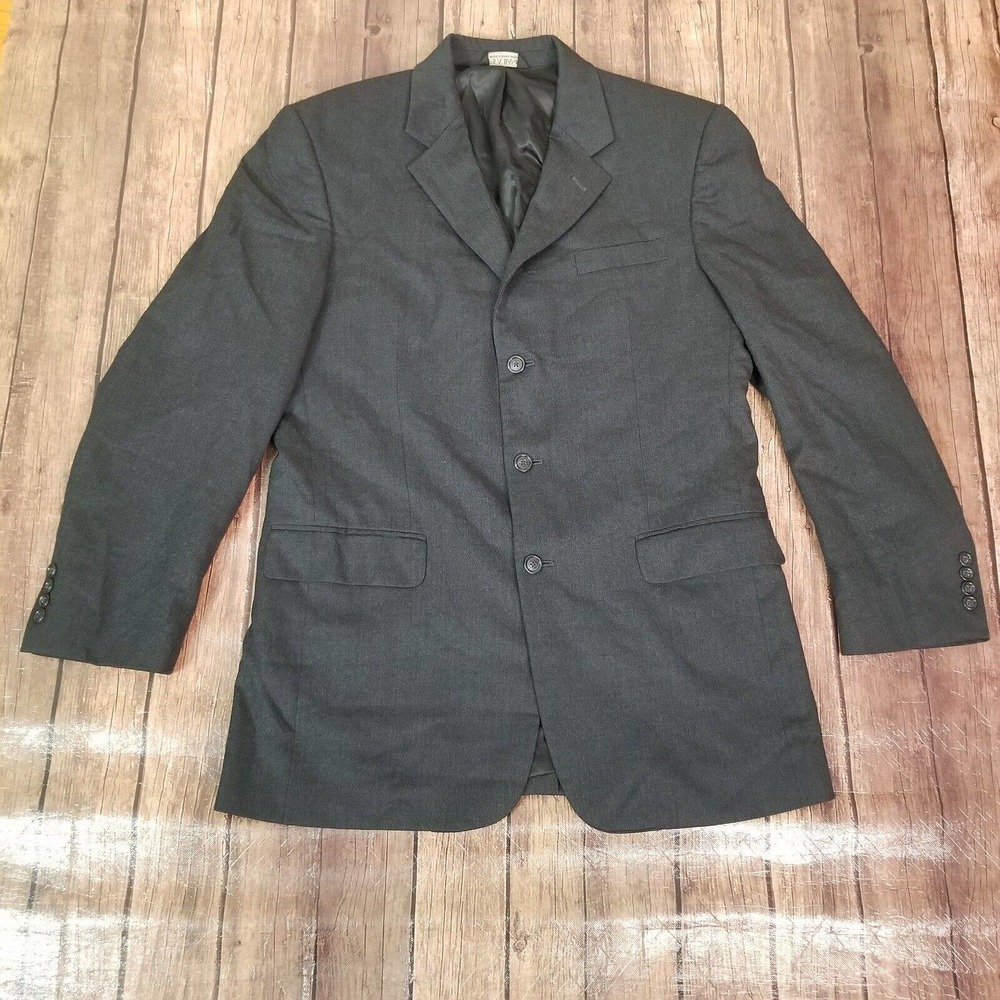 Jos. A. Bank Mens Blazer Charcoal Size 42L 3‎ Button Front Wool Cashmere Blend